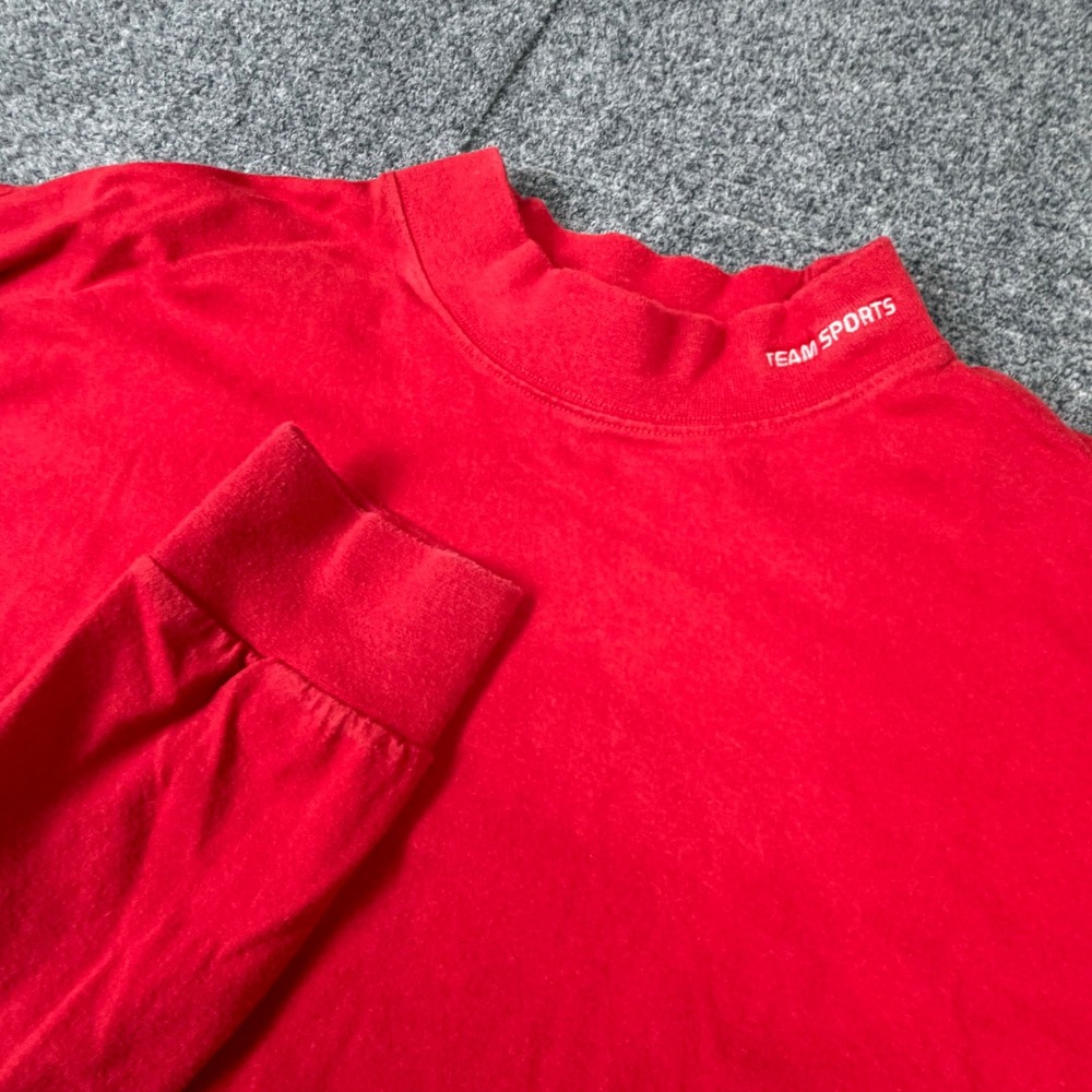 VTG 90s Russell Athletic Pro Cotton Mens Size XL Mock Neck Long Sleeve Shirt Red